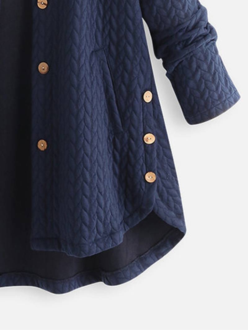 Damen Eleganter Schwarzer Wintermantel Lang