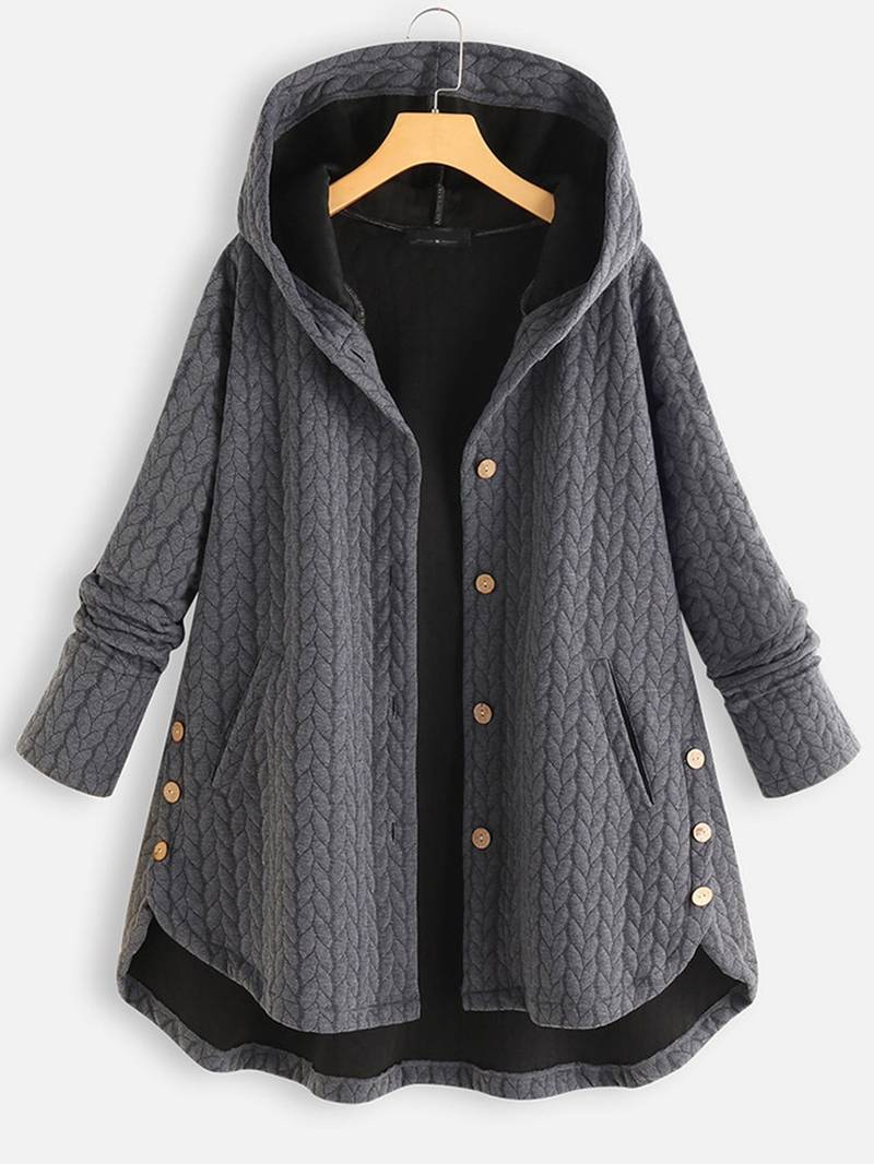 Damen Eleganter Schwarzer Wintermantel Lang