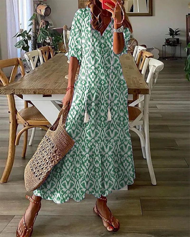 Damen Elegantes Maxi Kleid mit V-Ausschnitt