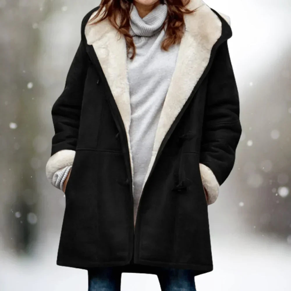 Damen Fleecejacke mit Halblanger Kapuze 1