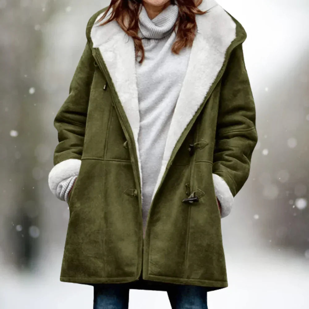 Damen Fleecejacke mit Halblanger Kapuze 3