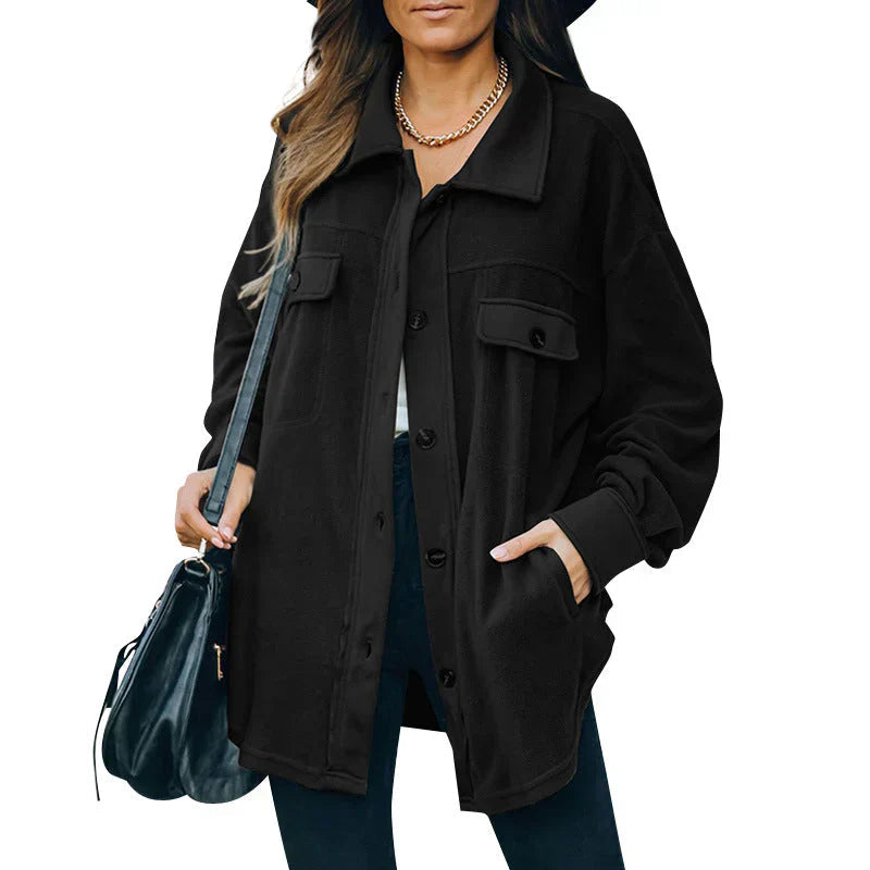 Damen Fleecejacke mit Knöpfen und Komfort 0