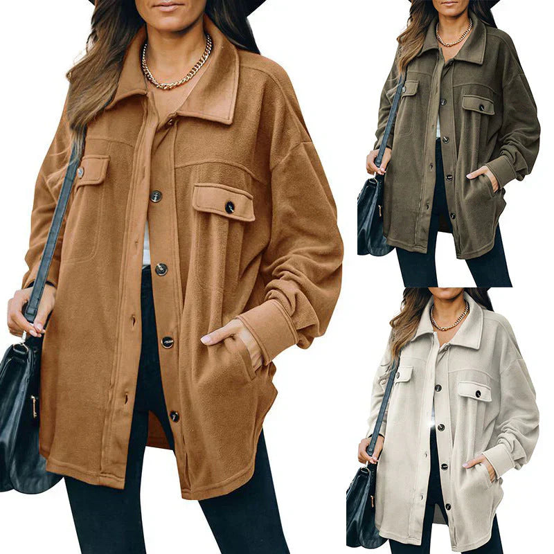 Damen Fleecejacke mit Knöpfen und Komfort 1
