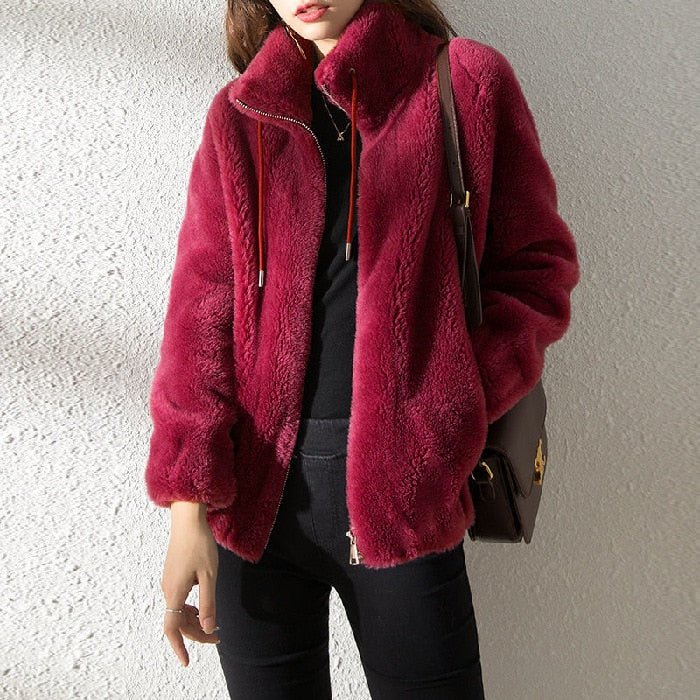 Damen Hochkragen Wolljacke für Komfort