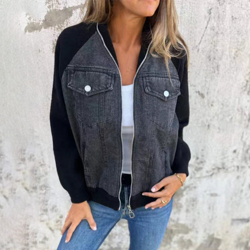 Damen Jeansjacke Schwarz mit Kreativem Design 4