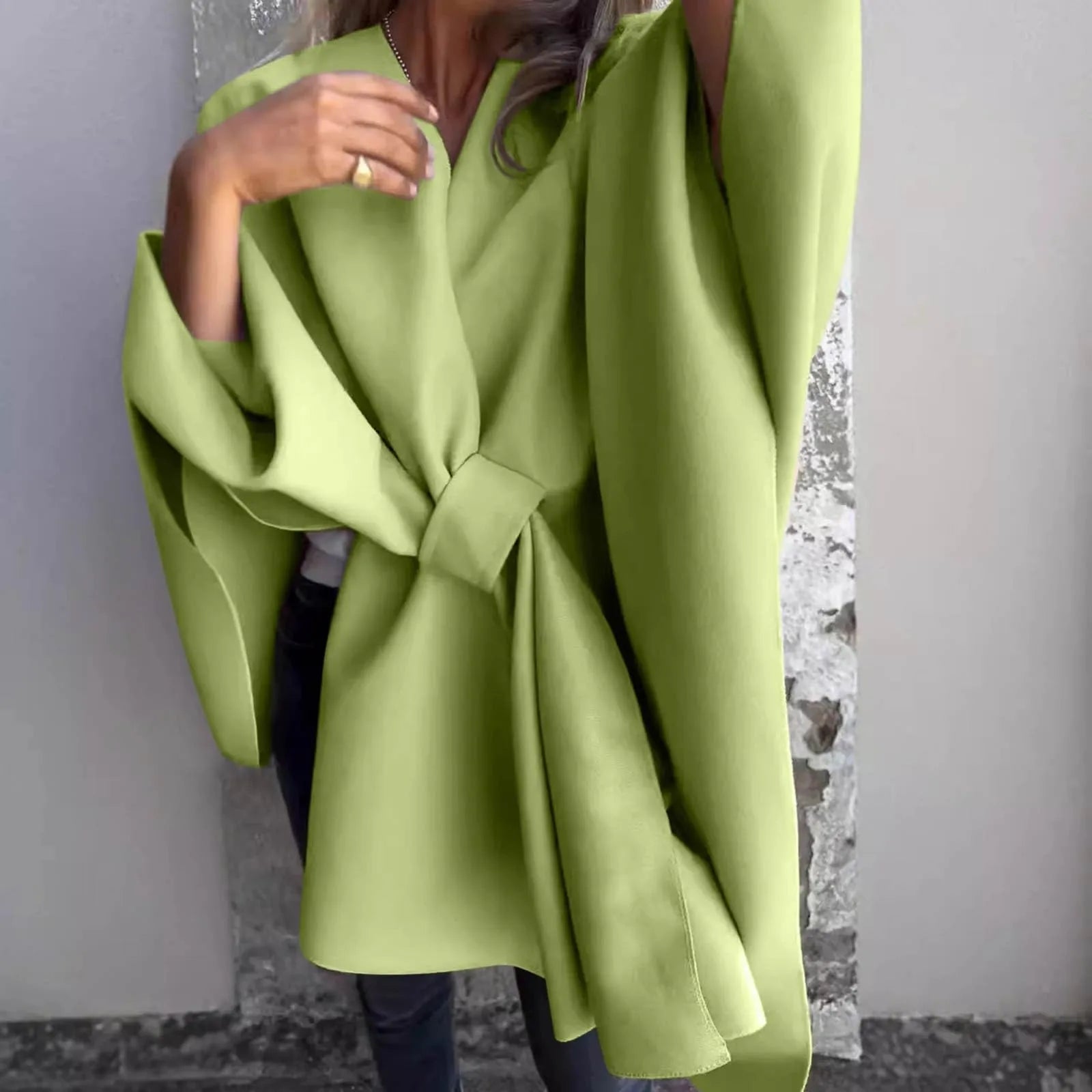 Damen Lange Strickjacke mit Batwing-Ärmeln 6