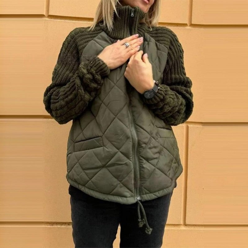 Damen Leichte Patchwork Daunenjacke 0