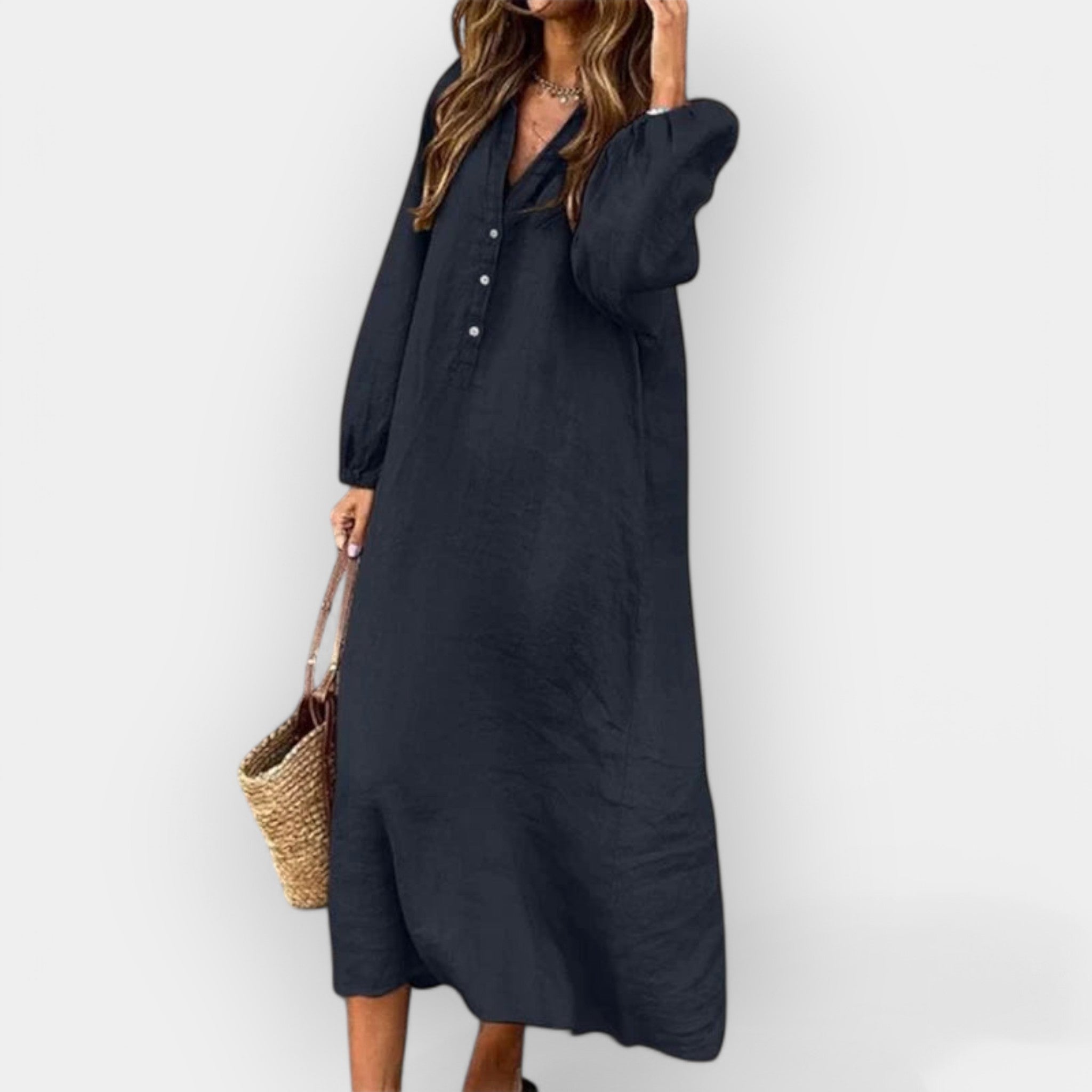 Damen Leinenkleid Für Elegante Anlässe