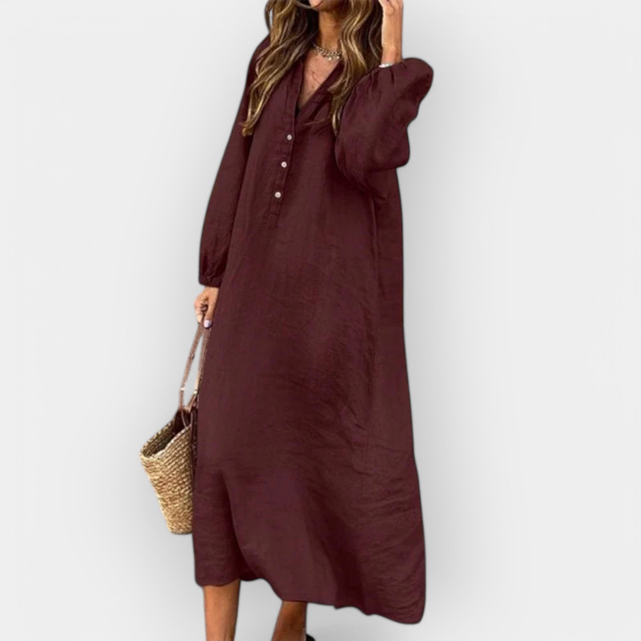 Damen Leinenkleid Für Elegante Anlässe