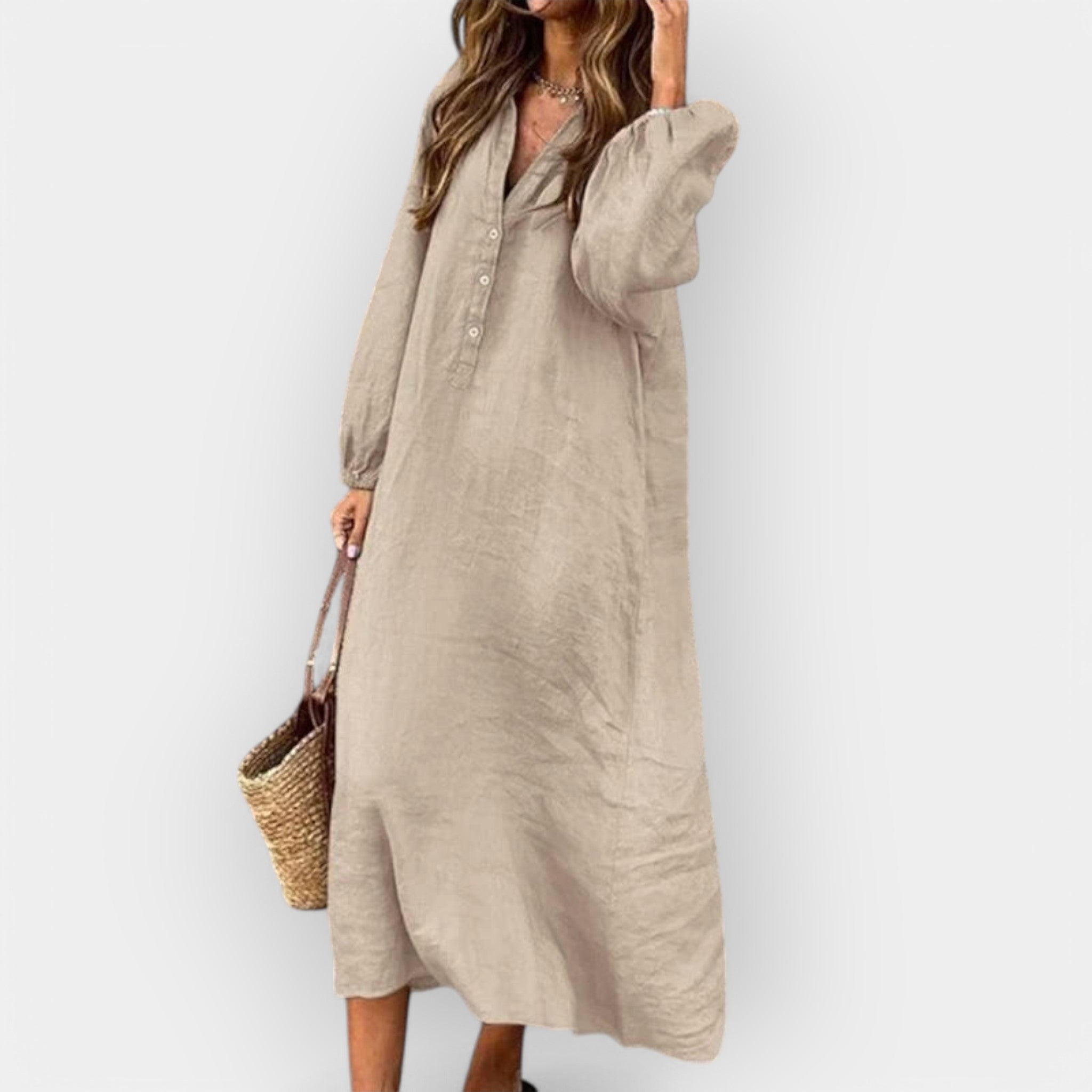 Damen Leinenkleid Für Elegante Anlässe