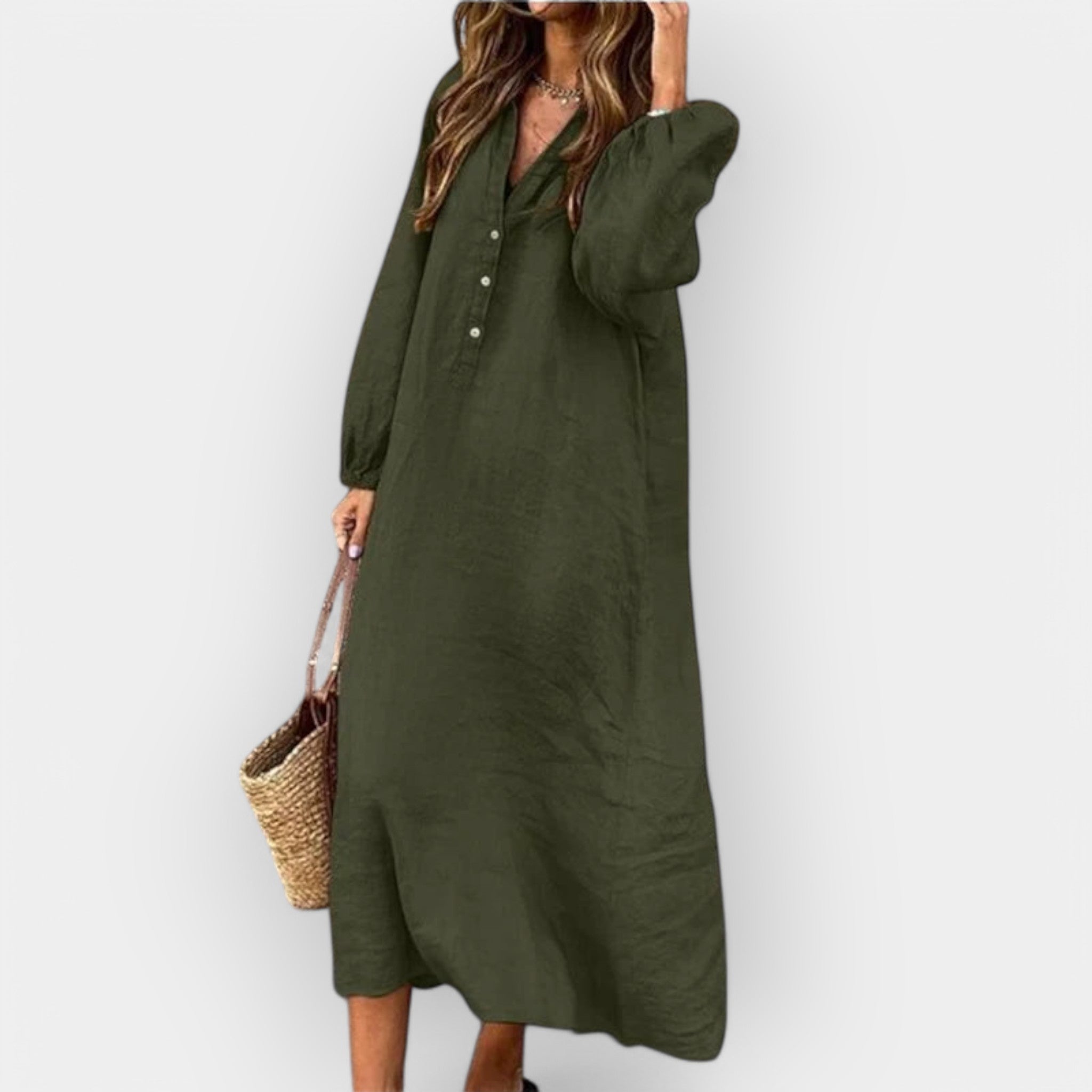 Damen Leinenkleid Für Elegante Anlässe