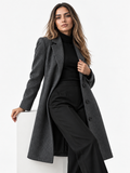Damen Mantel aus Polyester mit Reverskragen und Knopfverschluss