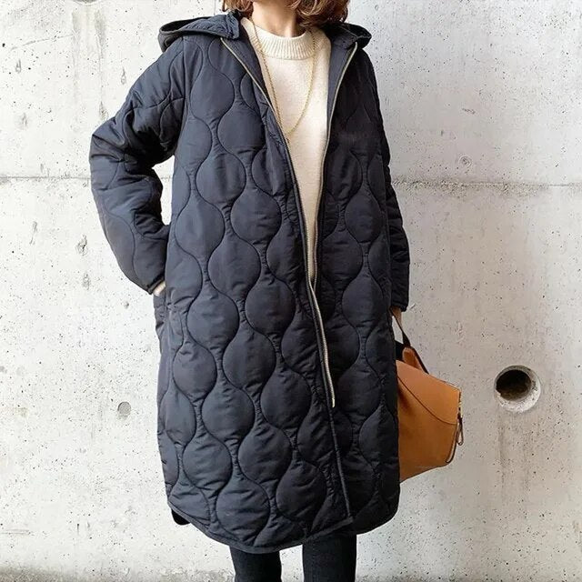 Damen Parka Winter mit Kapuze und Taschen