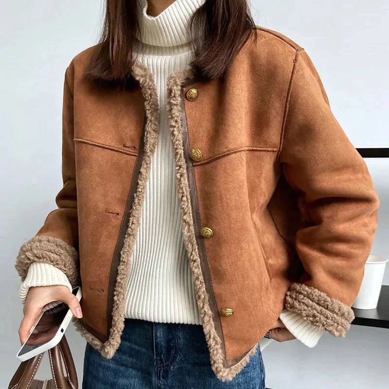 Damen Sherpa Mantel für Winter Eleganz