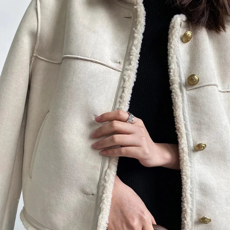 Damen Sherpa Mantel für Winter Eleganz