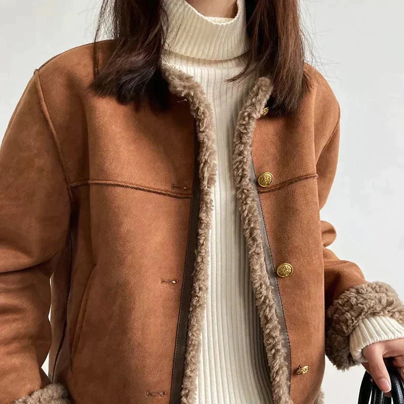 Damen Sherpa Mantel für Winter Eleganz