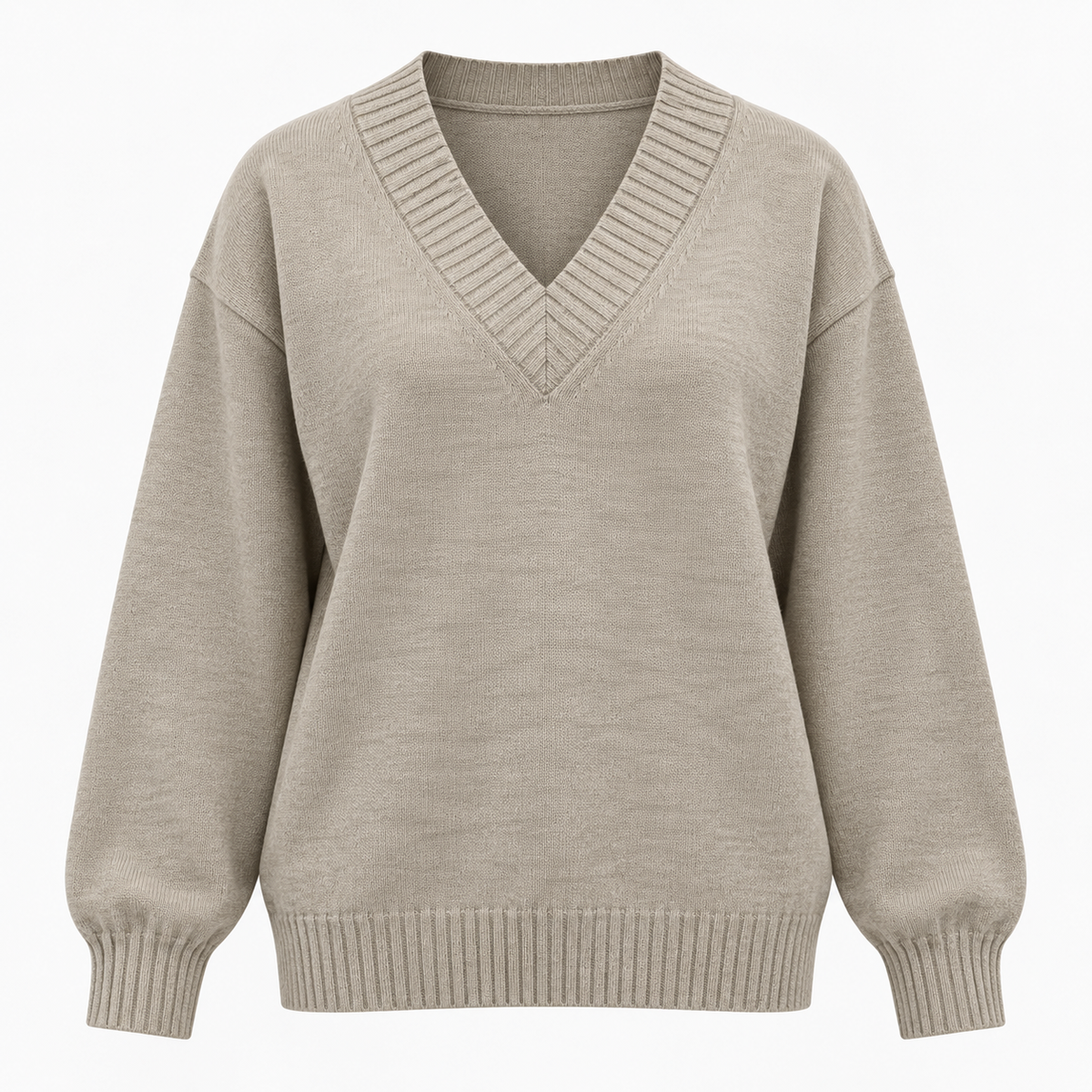 Damen Strickpullover mit V-Ausschnitt und langen Ärmeln