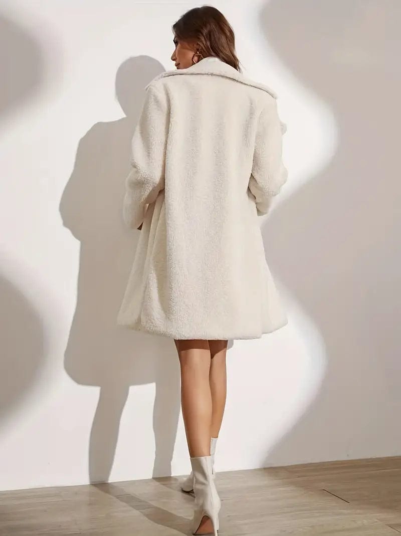 Damen Teddyfellmantel in Beige 2