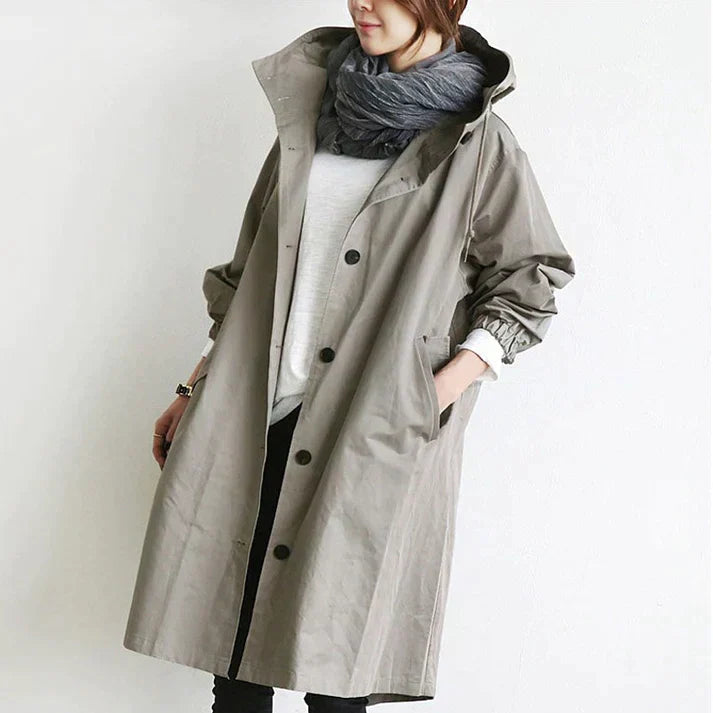 Damen Wasserabweisender Trenchcoat Schwarz