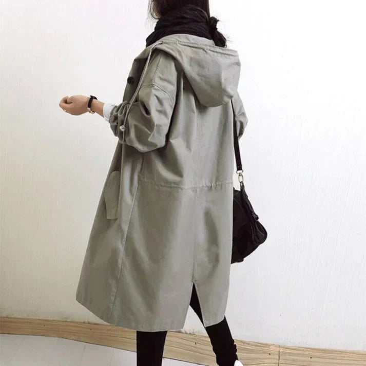 Damen Wasserabweisender Trenchcoat Schwarz