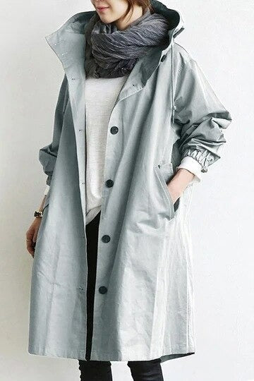 Damen Wasserabweisender Trenchcoat Schwarz