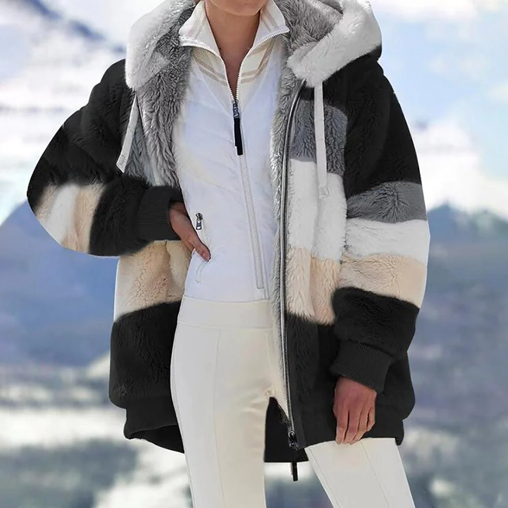 Damen Wollmantel Beige mit Kontrastdetails