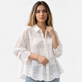 Elegant broderet langærmet cardigan til et stilfuldt look til damer