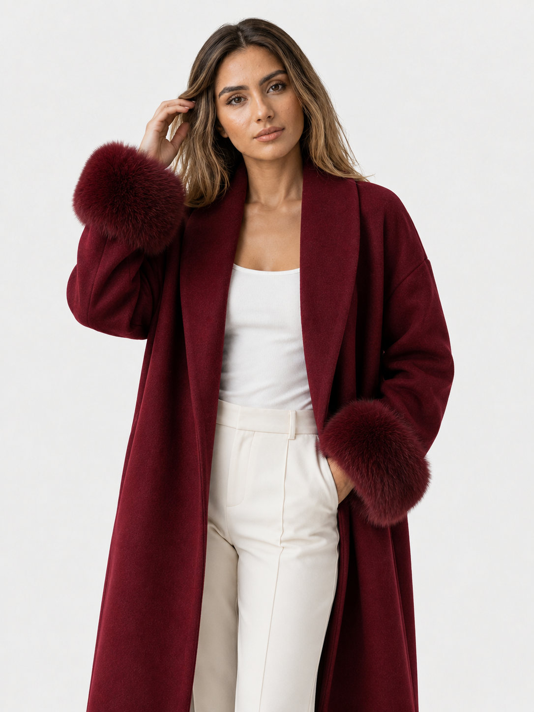 Manteau en laine marron élégant pour femmes