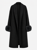 Elegantní hnědý vlněný dámský kabát  