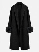 Elegantní hnědý vlněný dámský kabát  