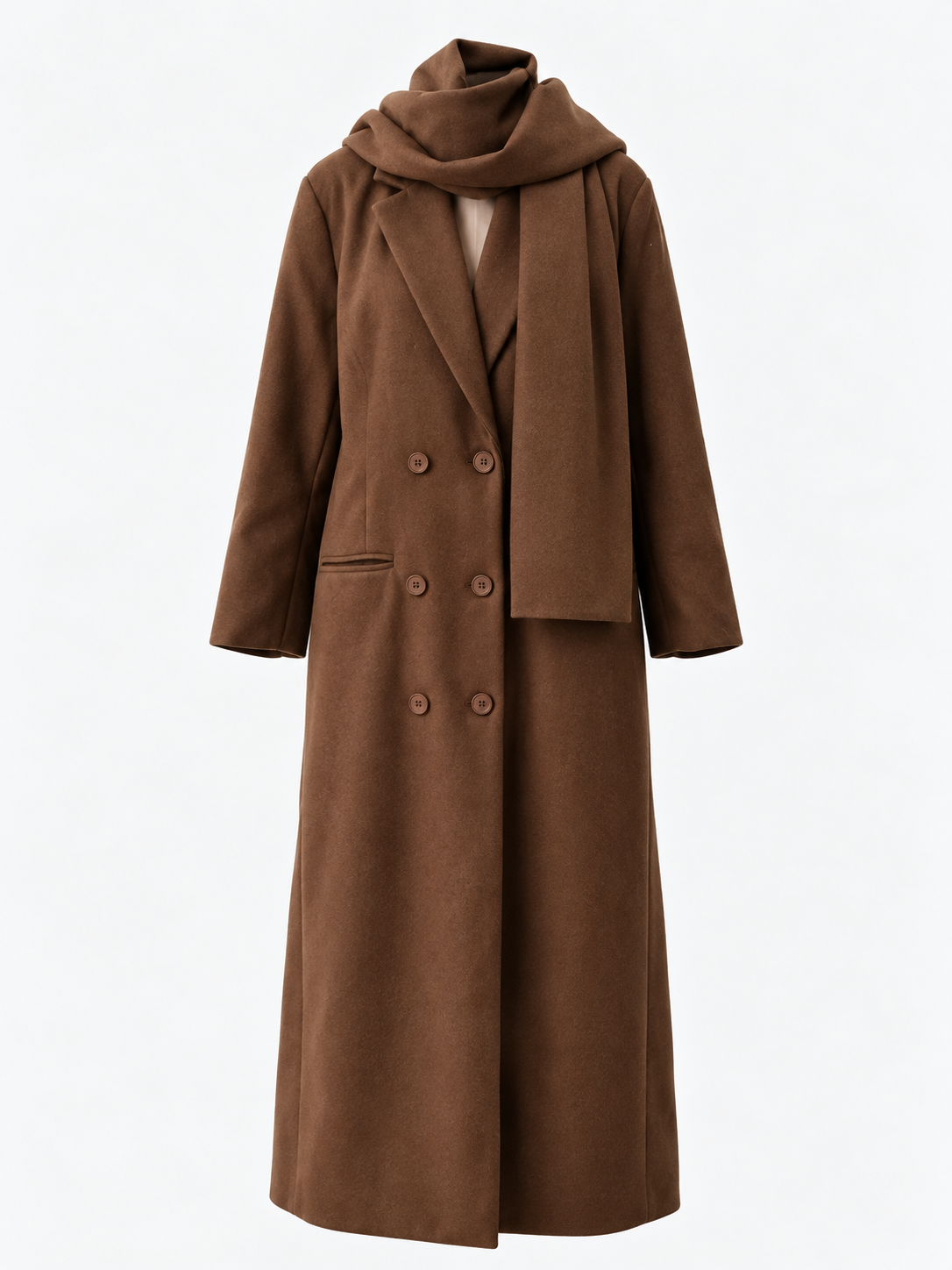 Women's coat with wool tie and bow at the neck