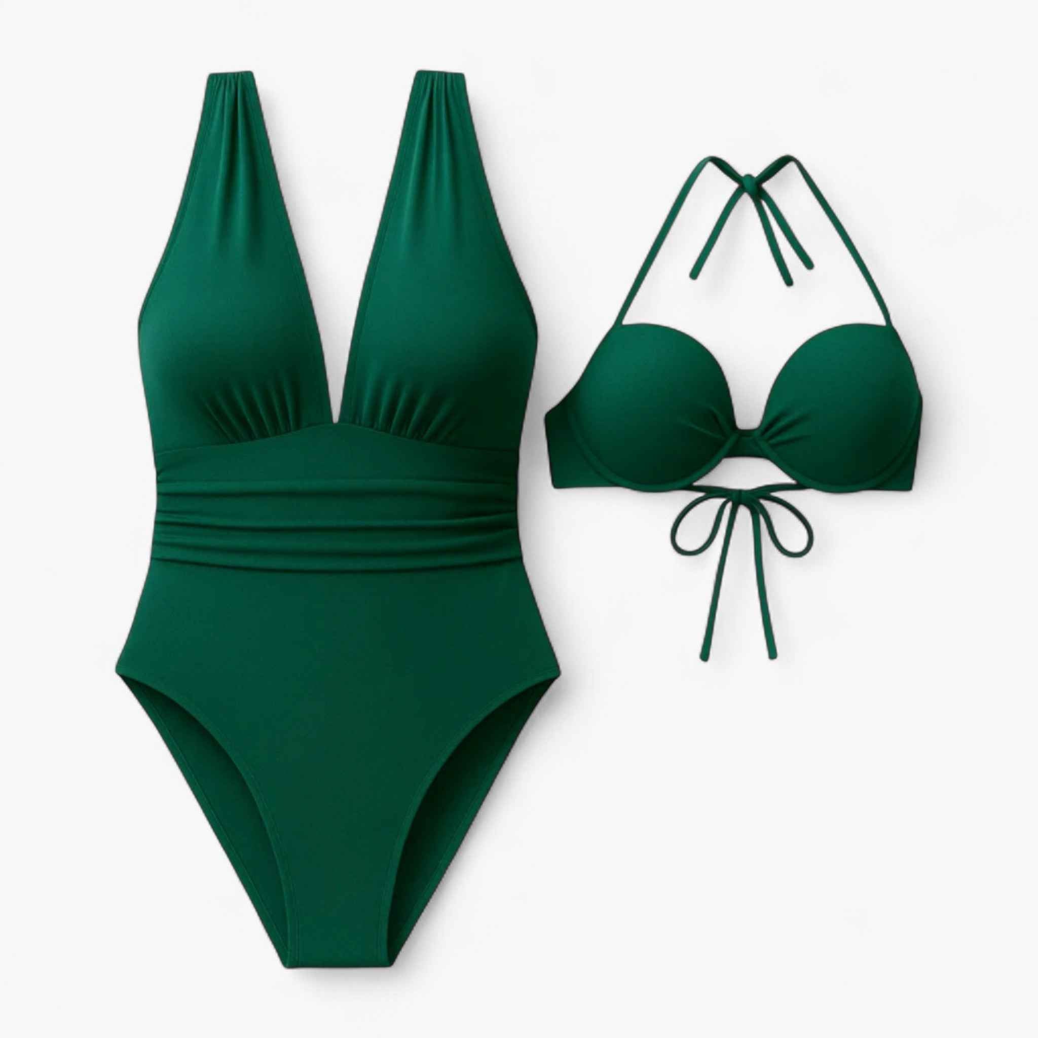 Damen Badpak Schwarz - Elegant V-hals Zwempak für Vrouwen