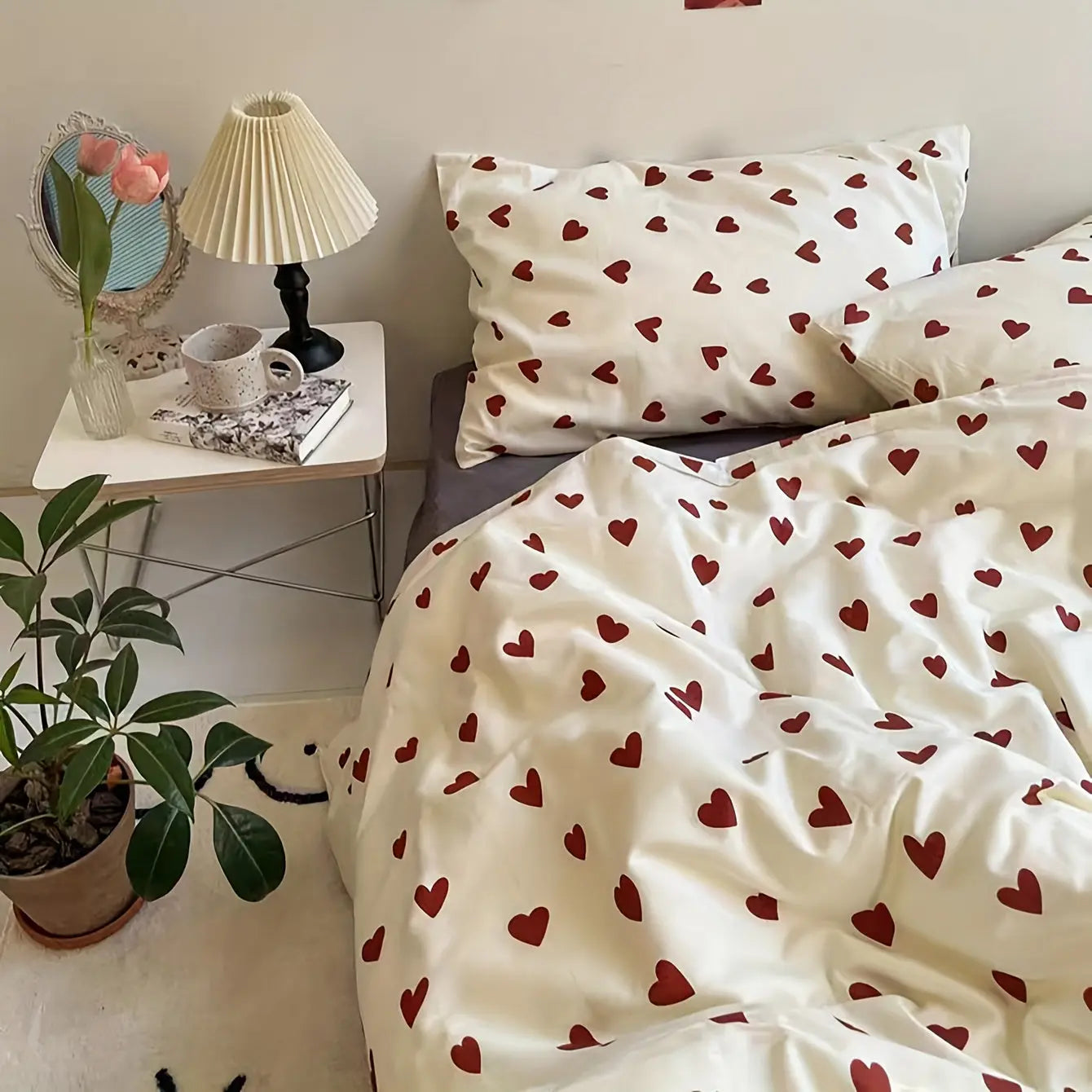 Valenara - Elegantes romantisches Bettbezugset mit charmvollem Herzmotiv für ein bezauberndes Schlafzimmererlebnis