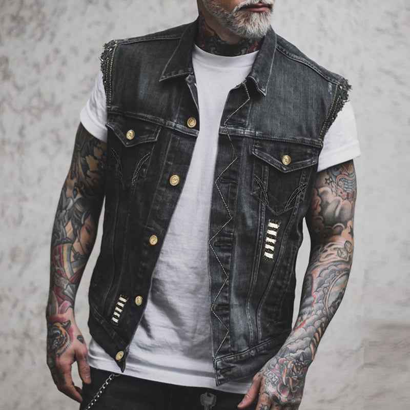 Herren Jeansweste ärmellos - Lässiger Denim Streetwear Look