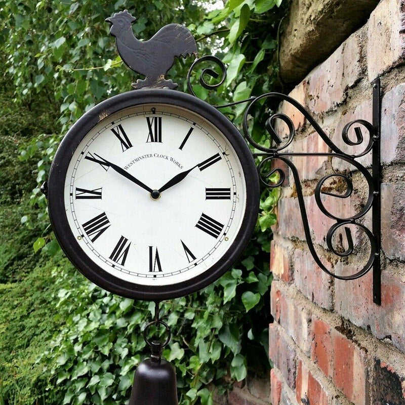 Aelia – Stilvolle Retro doppelseitige schwarze Wanduhr für elegante Dekoration