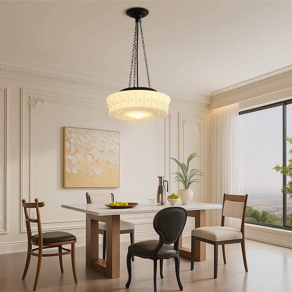 Thalessia – Elegante Melkwitte Hängeleuchte mit Modernem Minimalistischem Design