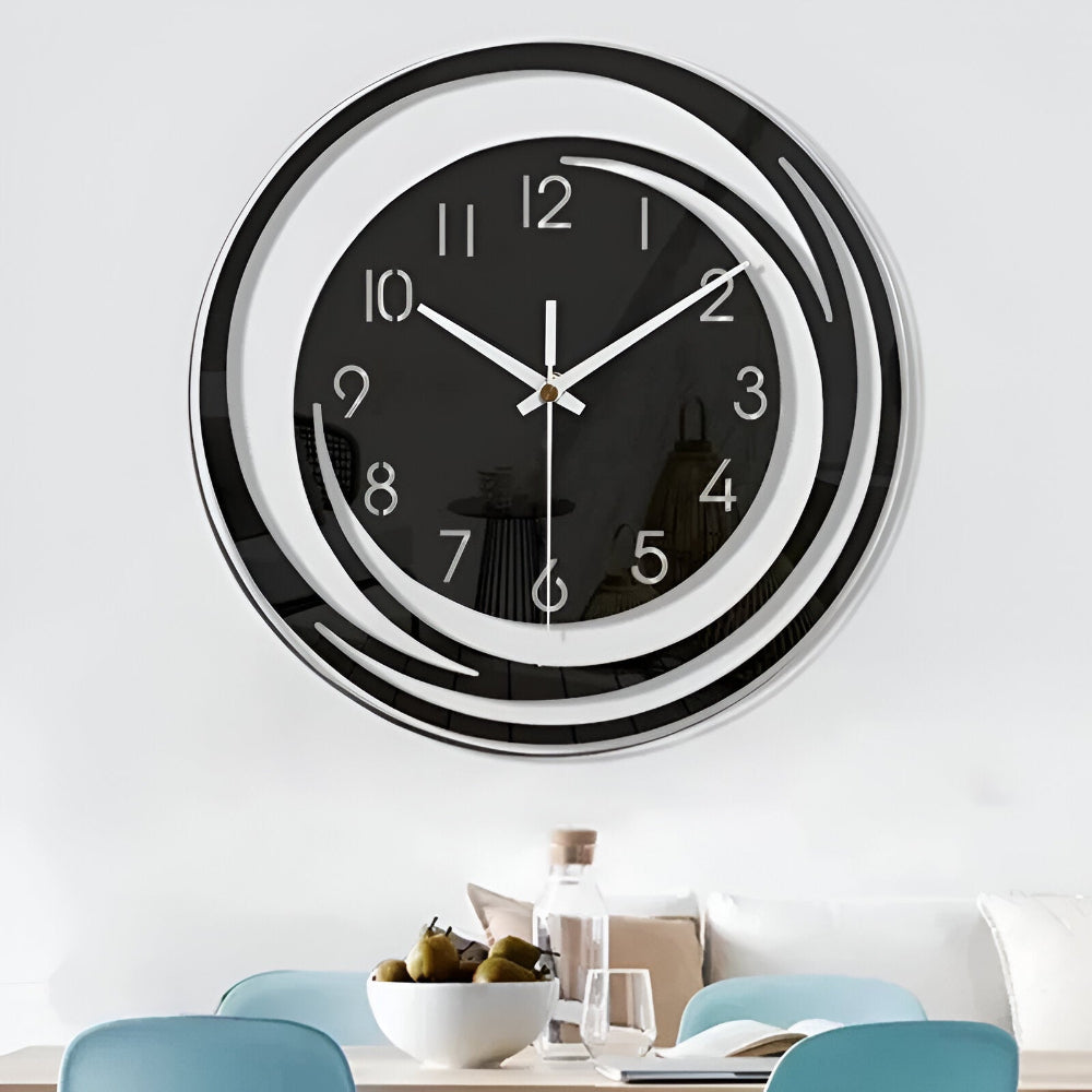 Sorana - Stilvolle moderne schwarze Acryl-Wanduhr im skandinavischen Design, 30 cm