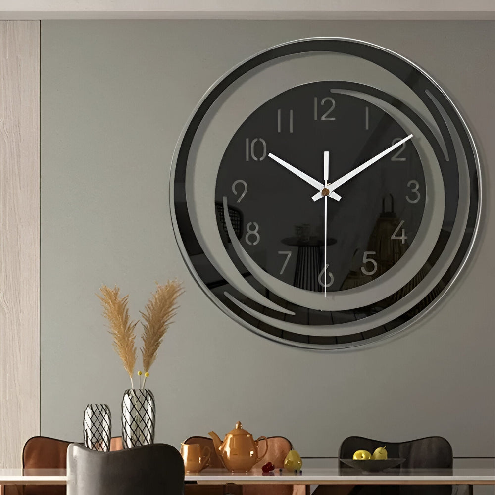Sorana - Stilvolle moderne schwarze Acryl-Wanduhr im skandinavischen Design, 30 cm