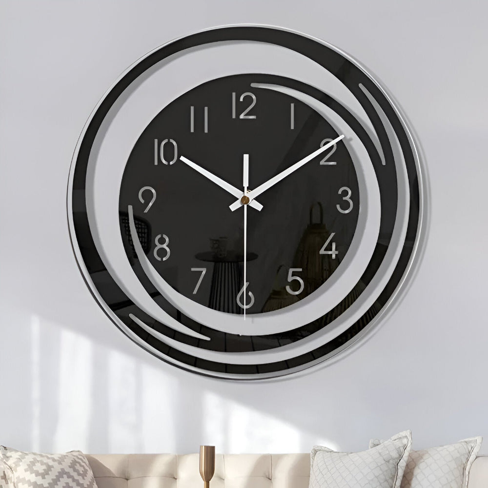 Sorana - Stilvolle moderne schwarze Acryl-Wanduhr im skandinavischen Design, 30 cm