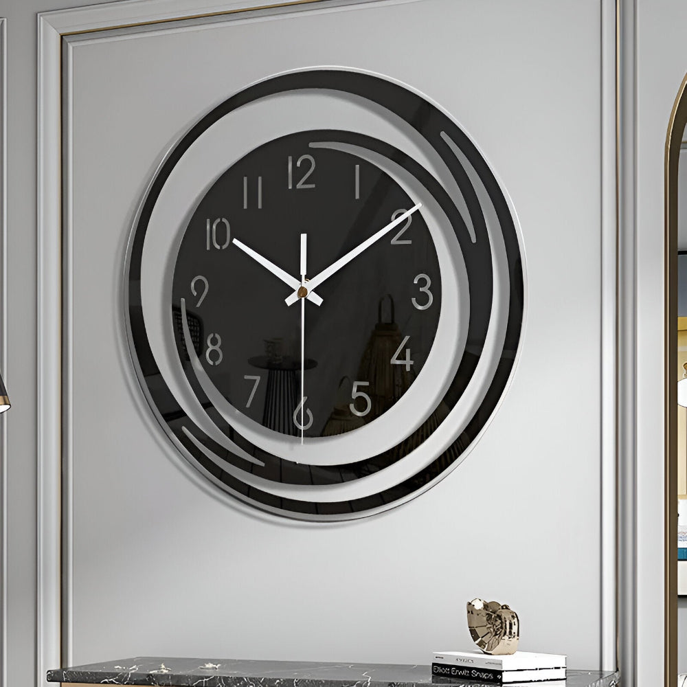 Sorana - Stilvolle moderne schwarze Acryl-Wanduhr im skandinavischen Design, 30 cm