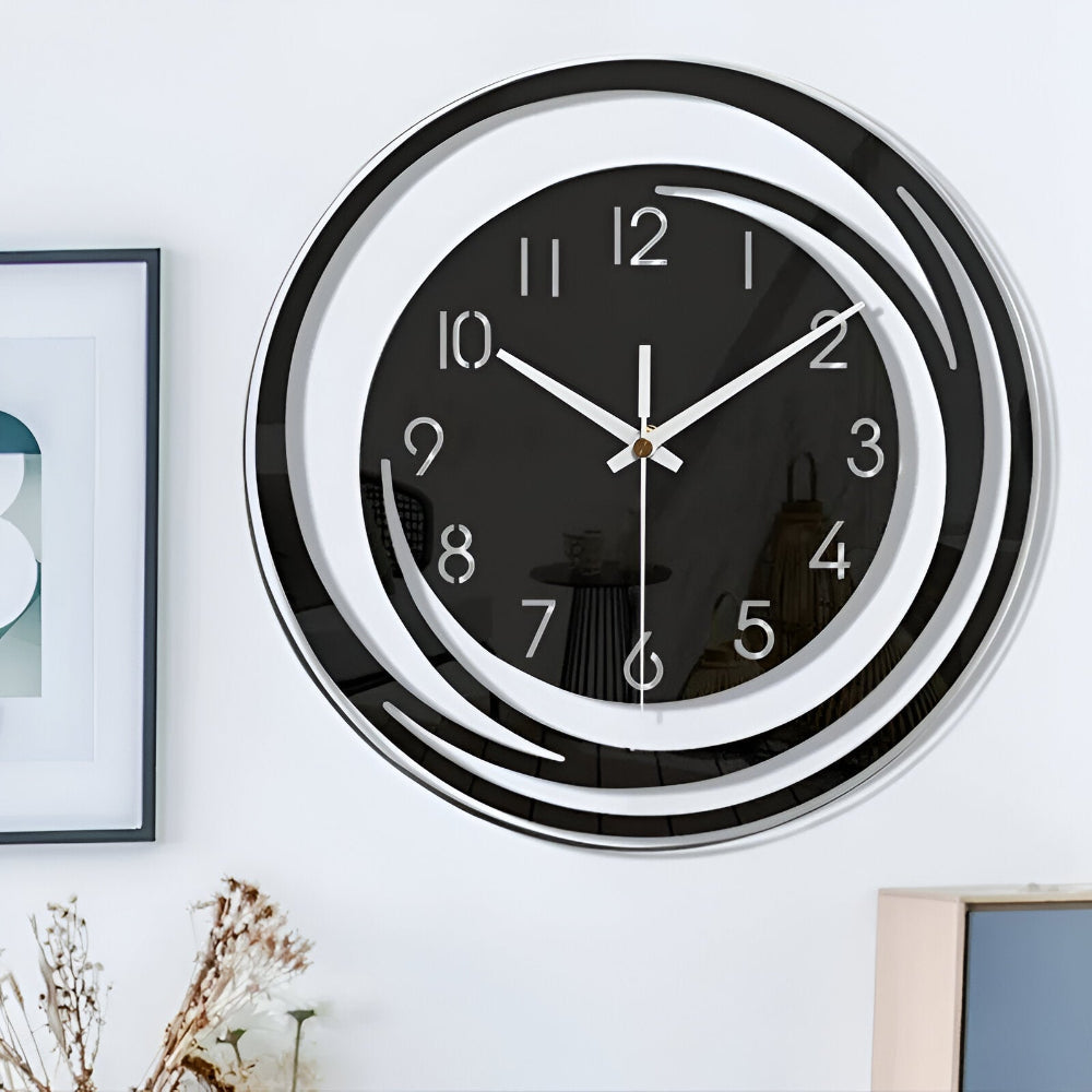 Sorana - Stilvolle moderne schwarze Acryl-Wanduhr im skandinavischen Design, 30 cm