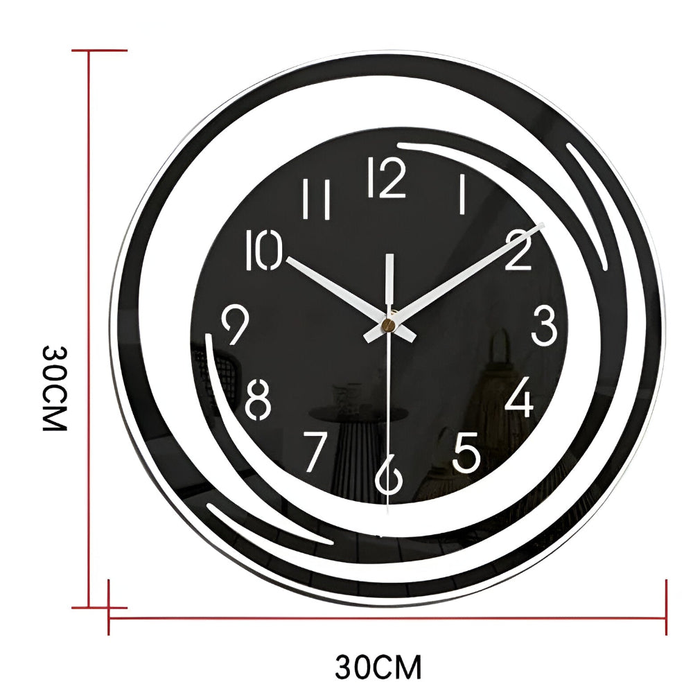Sorana - Stilvolle moderne schwarze Acryl-Wanduhr im skandinavischen Design, 30 cm