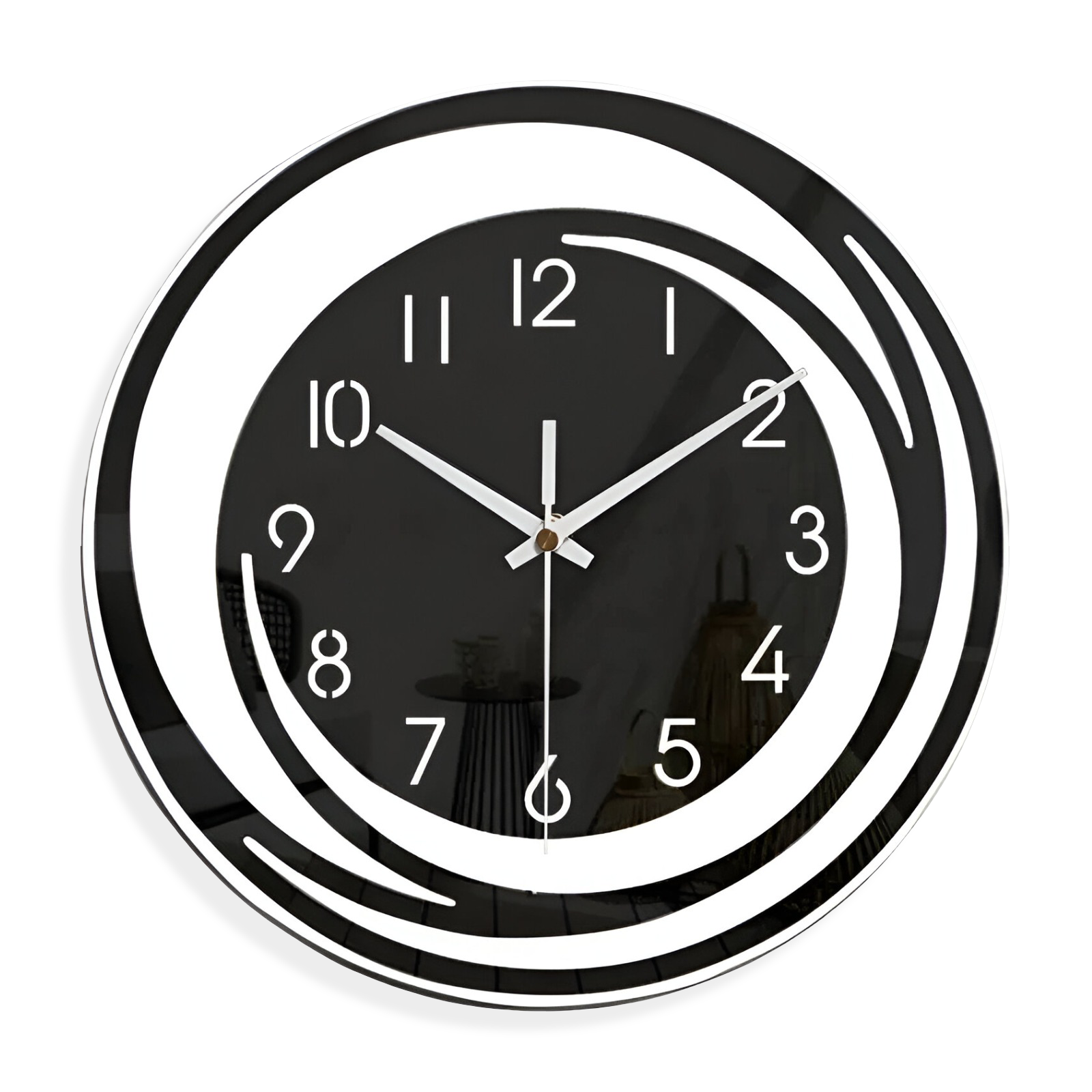 Sorana - Stilvolle moderne schwarze Acryl-Wanduhr im skandinavischen Design, 30 cm