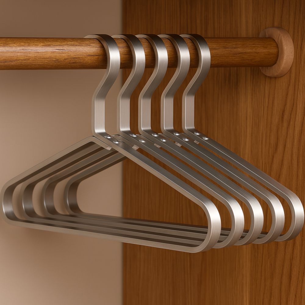 Elegant Men's Hangers in Aluminum – Anti-Slip & Space-Saving Set (4 Pcs.)