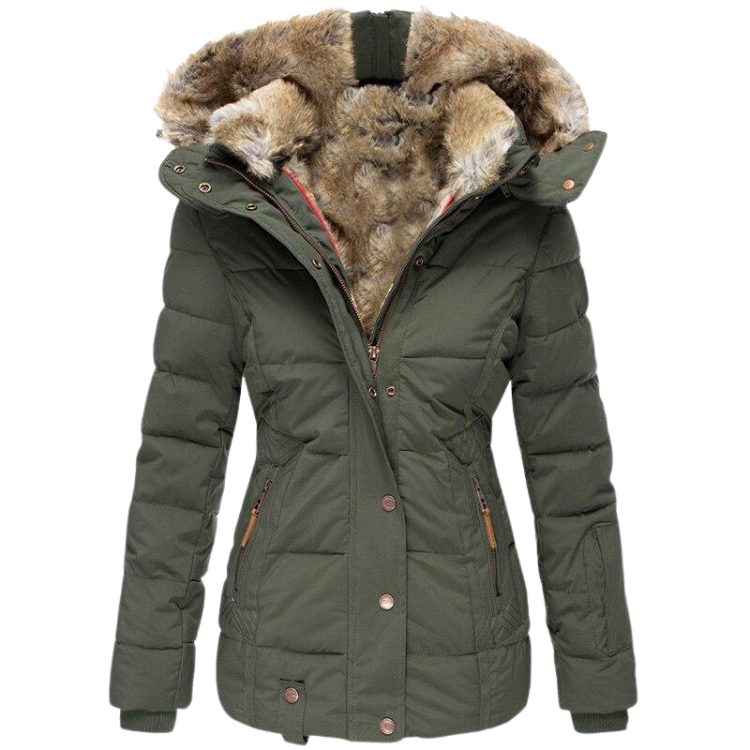 Eleganter Damen Wintermantel mit Fellkragen 0