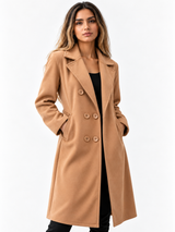 Elegantní dlouhý vlněný kabát s páskem pro stylový vzhled