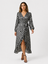 Elegantes Wickel-Maxikleid mit V-Ausschnitt und Print