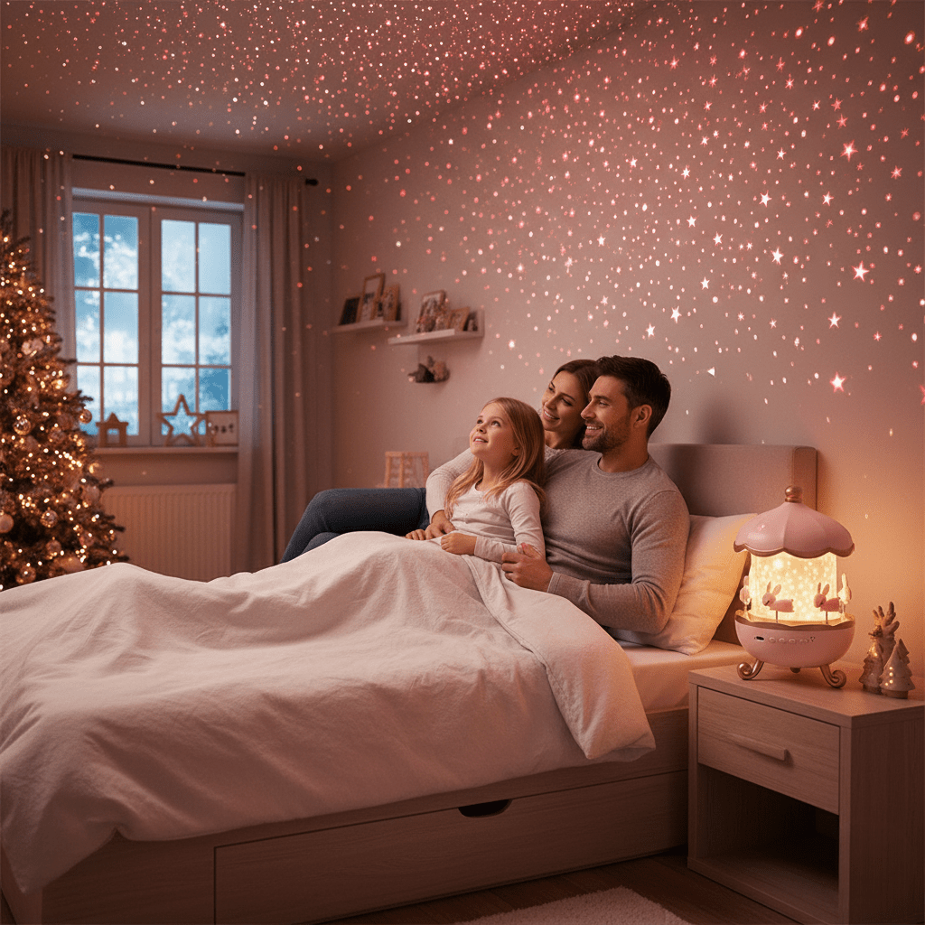 Sternenprojektor Nachtlicht – Verzaubertes Karussell-Design mit Musik