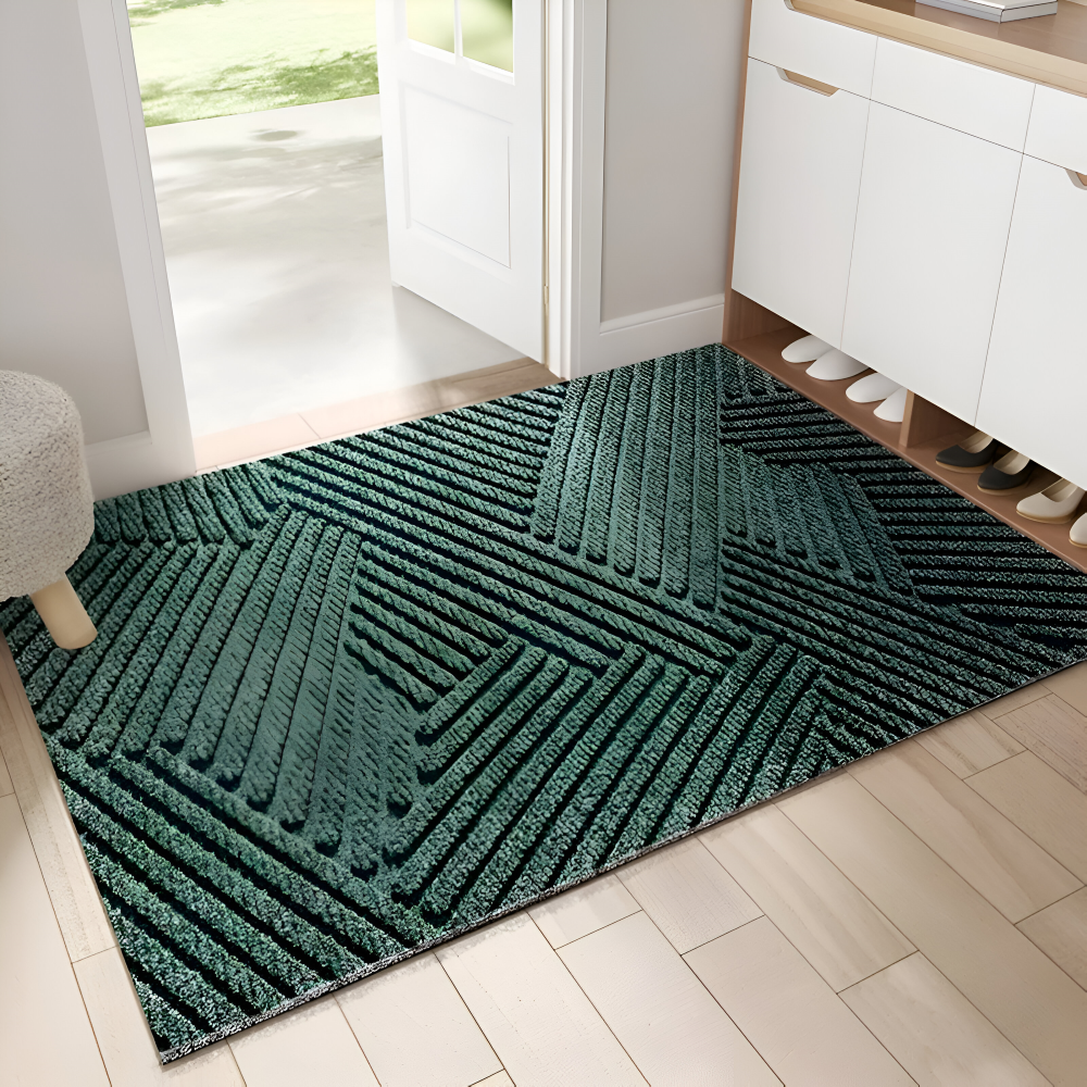Velione - Stilvolle rechteckige PVC Fußmatte mit modernem geometrischem Muster für rutschfesten Schutz