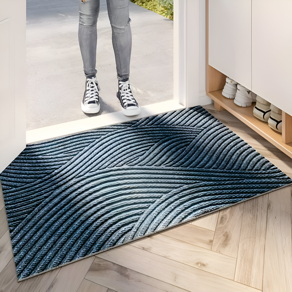 Velione - Stilvolle rechteckige PVC Fußmatte mit modernem geometrischem Muster für rutschfesten Schutz